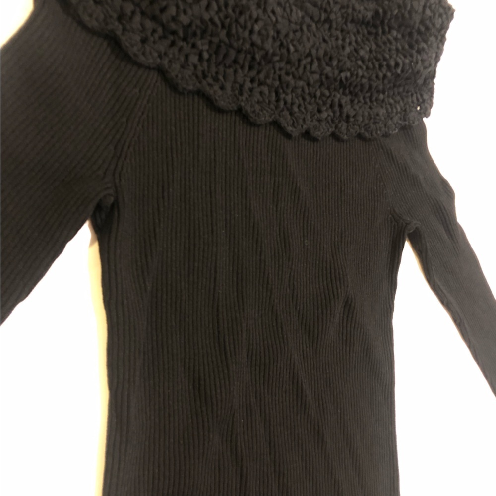 White House Black Market Black Off Shoulder Ribbed Stretch Sweater Size XL - Picture 6 of 10